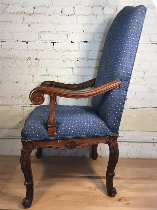 Blue Queen Anne Arm Chair