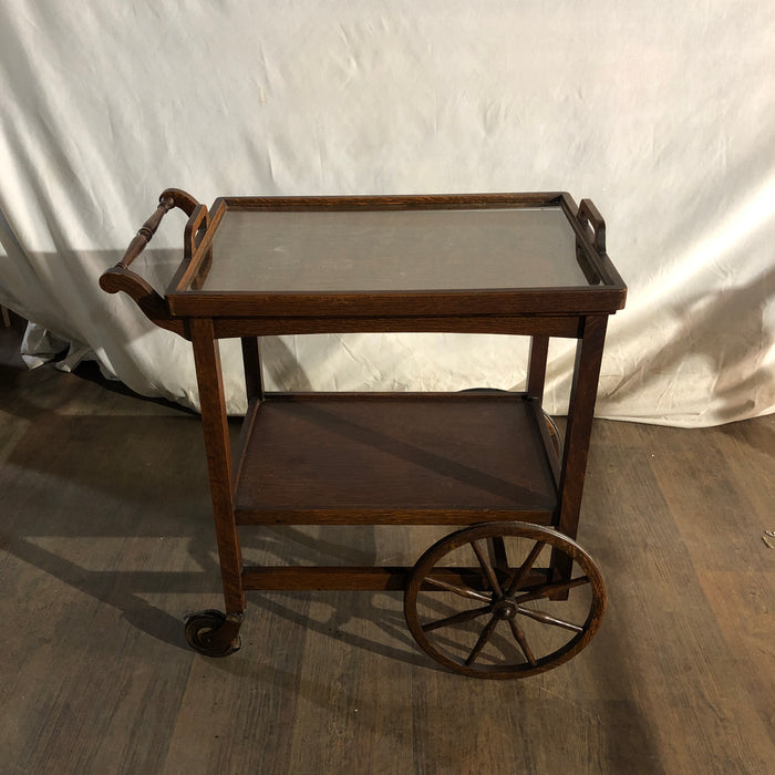 Tea/bar cart with glass tray