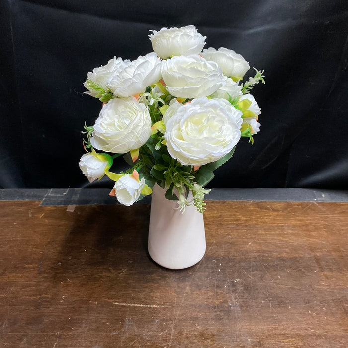 Vase with Flowers-Ceramic White