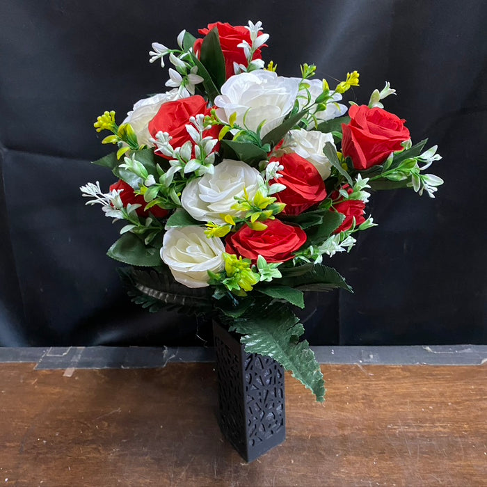 Plastic Black Vase With Flowers