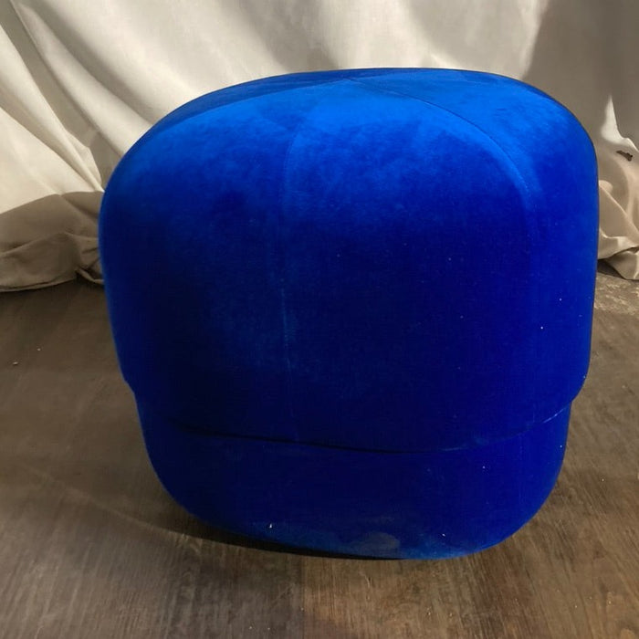 Blue Plush Velvet Cube/Ottoman