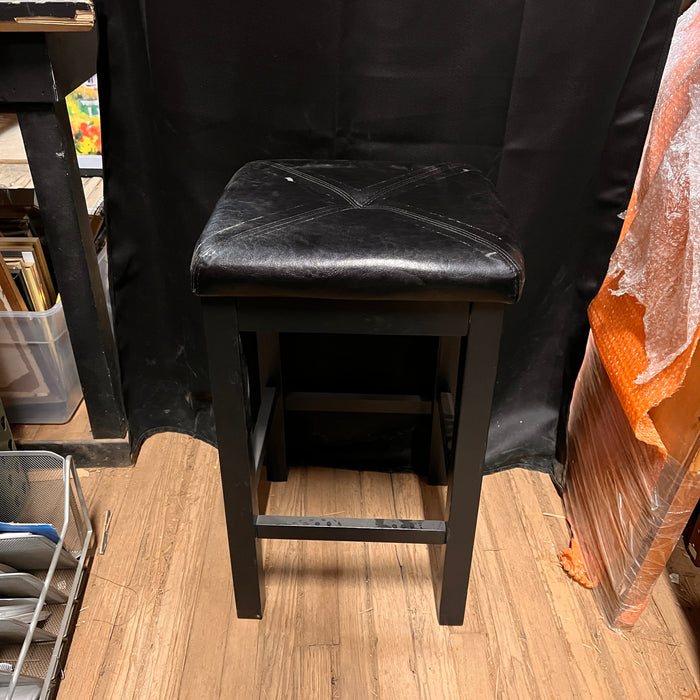 Cushioned Black Wood Stool