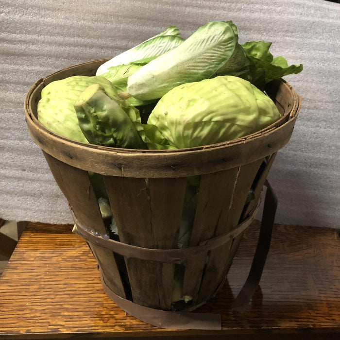 Group of Cabbage in Wicker Basket