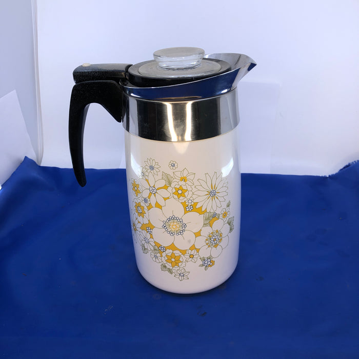 Floral Corning Ware 9 Cup Stove Top Coffee Pot