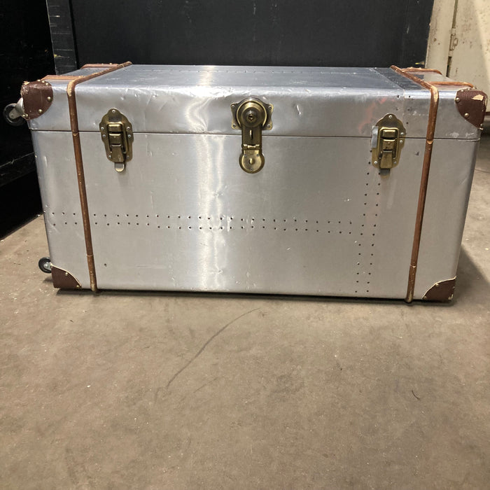 Silver Trunk on Wheels