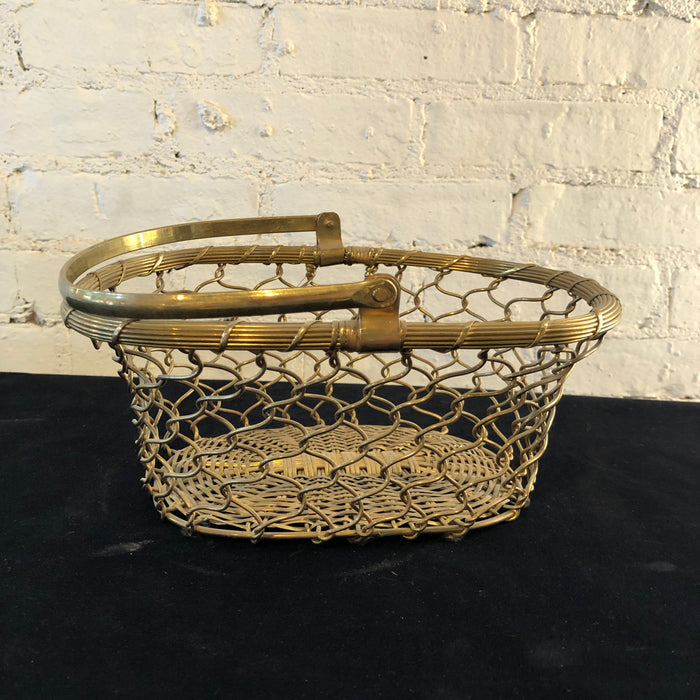 Metal Wire Basket Painted Gold