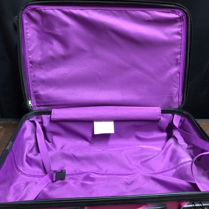 Purple and White Suitcase