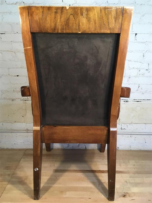 Wood Suede Arm Chair