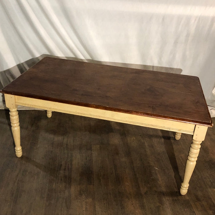 Farm Style Dining Table - Blonde Legs with dark wood top.