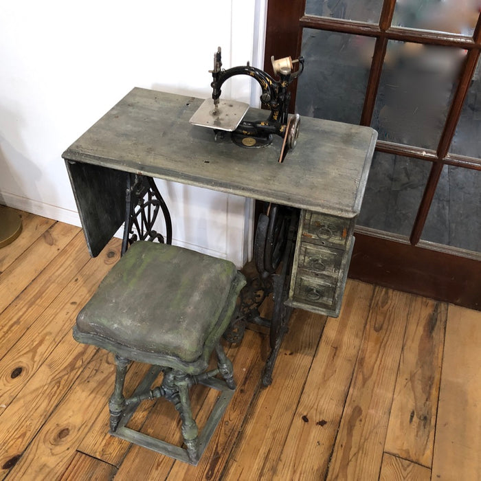 Antique Sewing Machine with table and matching stool