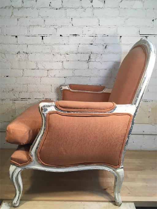 Peach Queen Anne Arm Chair Side view