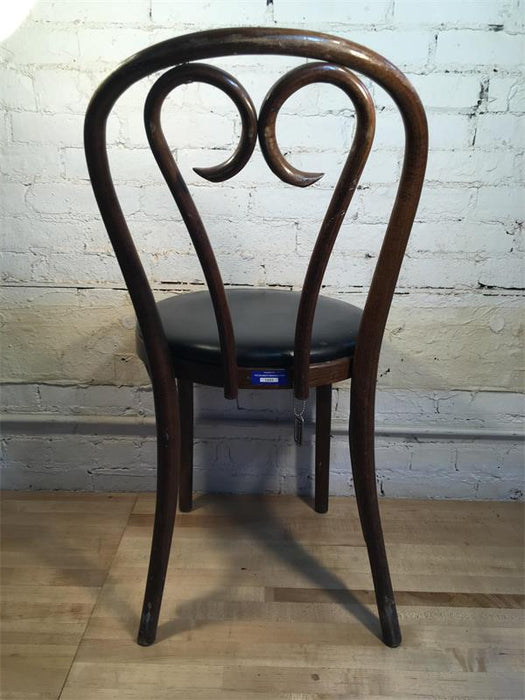 Brown Bentwood Chair with Black Padded Seat