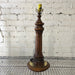 Tall Brown Wooden Lamp with Gold Accents