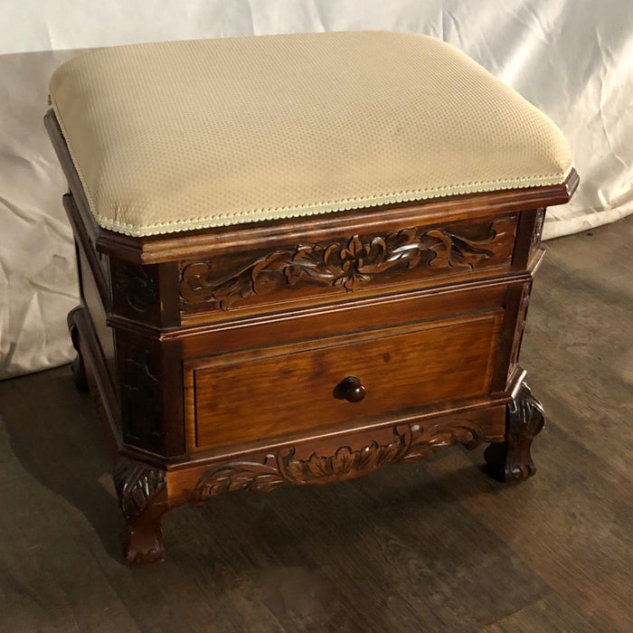 Wooden Padded Footstool Chest
