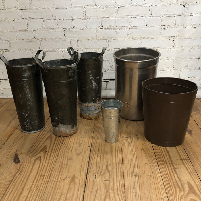 Assortment of Tall Metal Buckets