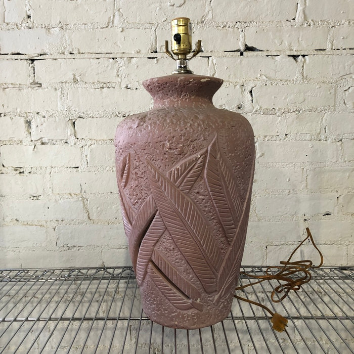Mauve Stone Lamp with Leaf Relief