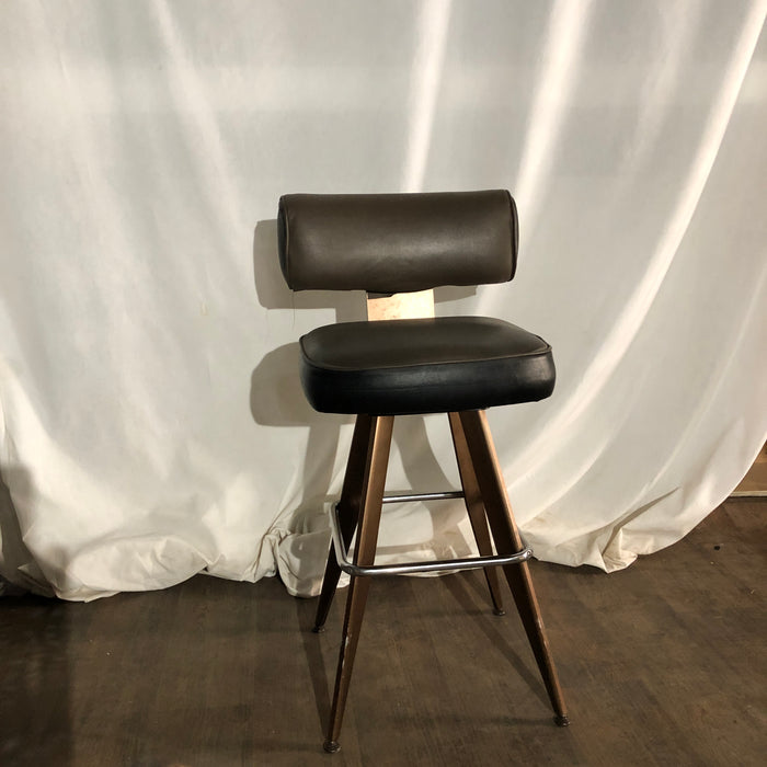 Brown Padded Stool with Back