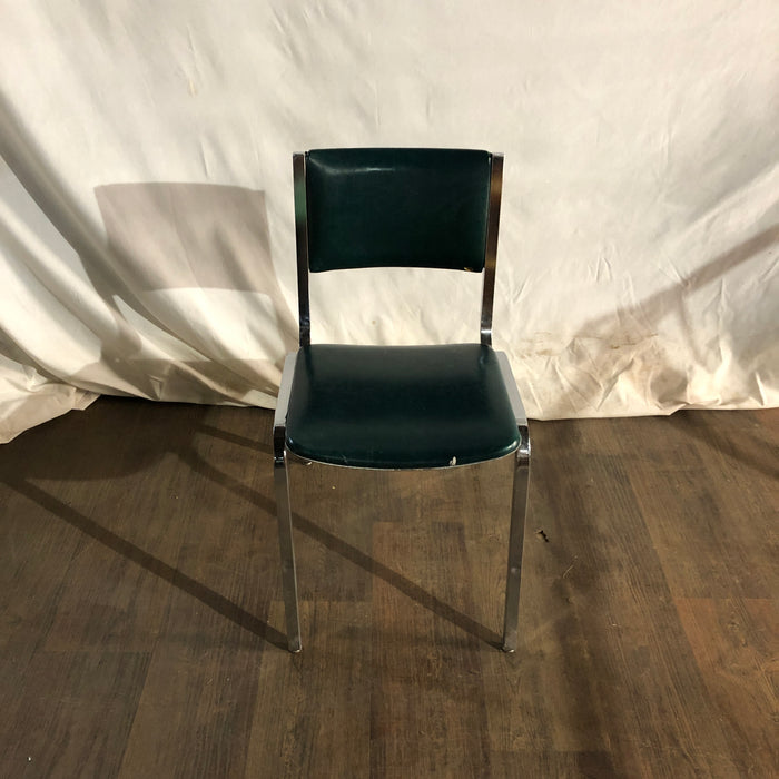 Chrome Cafe Chair / Green Cushioned seat and back