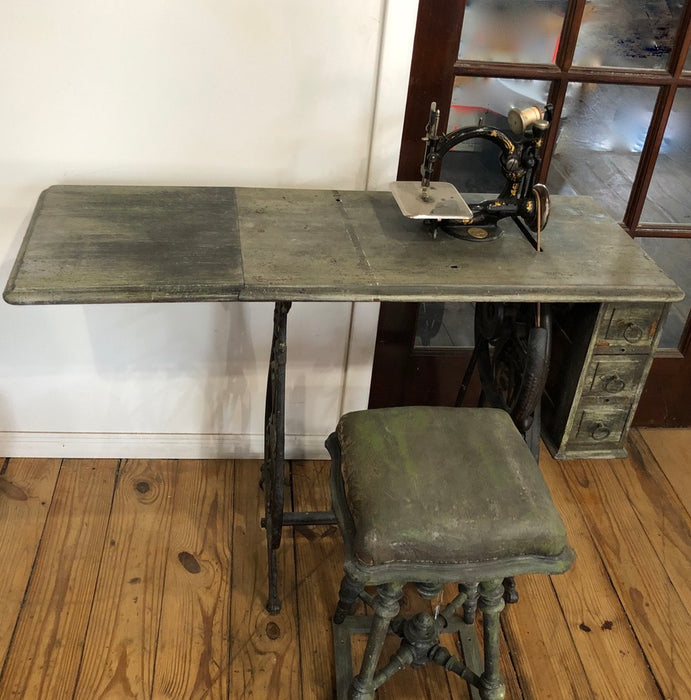 Willcox and Gibb antique sewing table extended