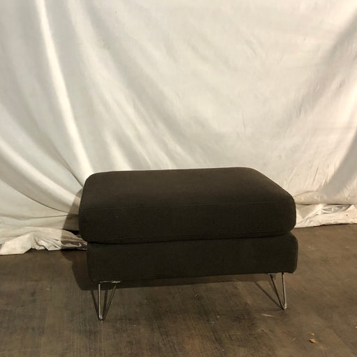 Dark Gray Fabric Covered  Ottoman with Metal Legs