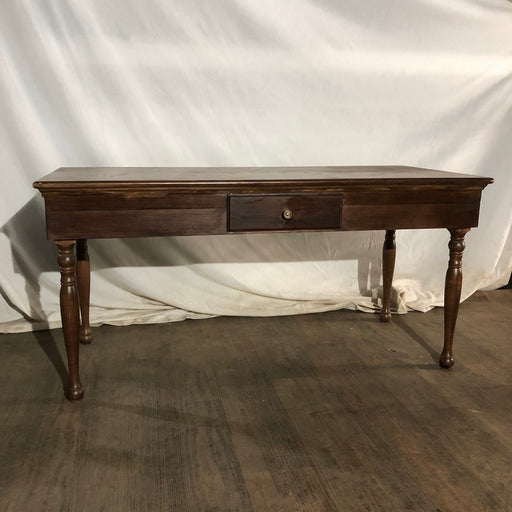 Dark Wooden Colonial Desk with Baroque Ball Footed Legs.