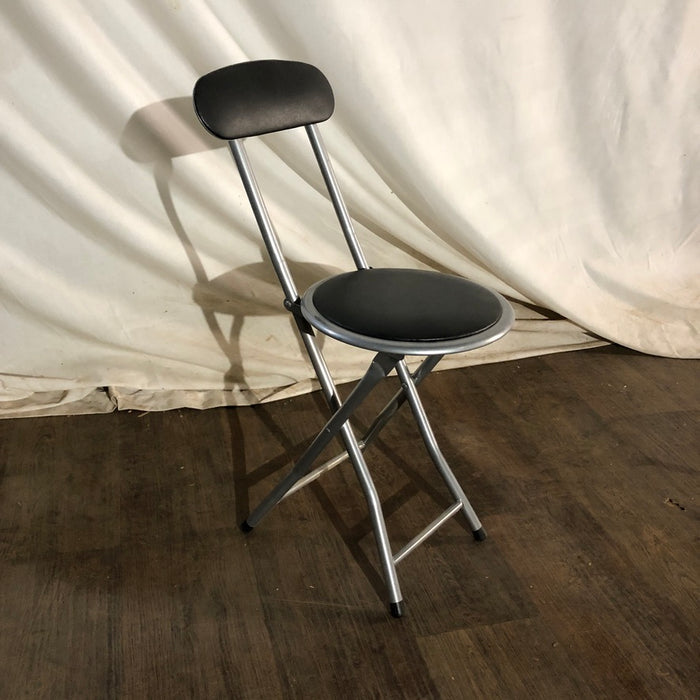 Folding Stool with Back. 17.5 Seat, 29" Back Top.