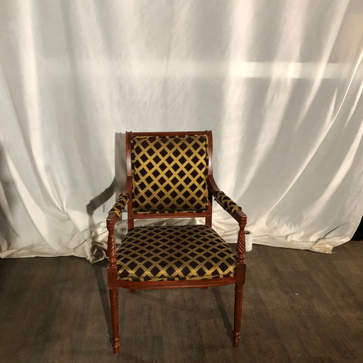 Fabric Padded Dining Arm Chair /Ornate Design