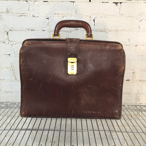 Vintage Red Brown Leather Briefcase