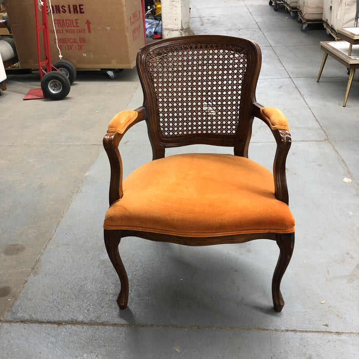Orange + Wicker Padded Dining Chair