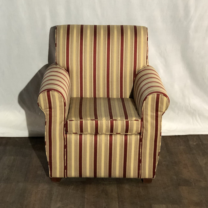 Red Striped Fabric Covered Chair