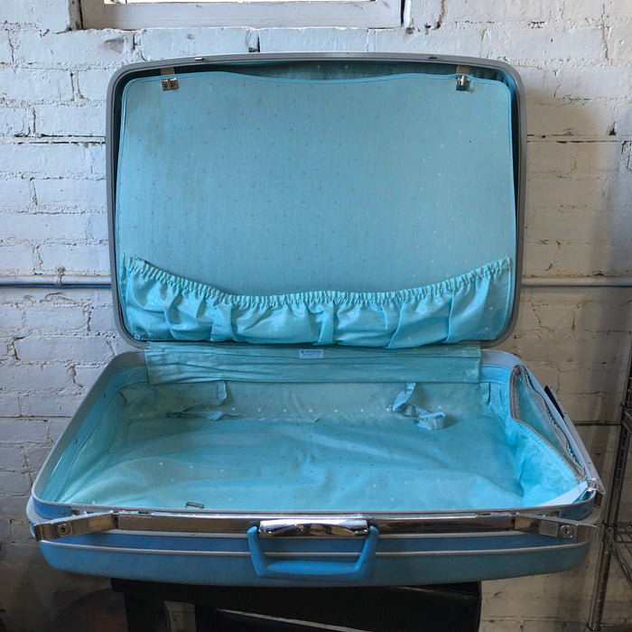 Large Light Blue Samsonite Vinyl Suitcase