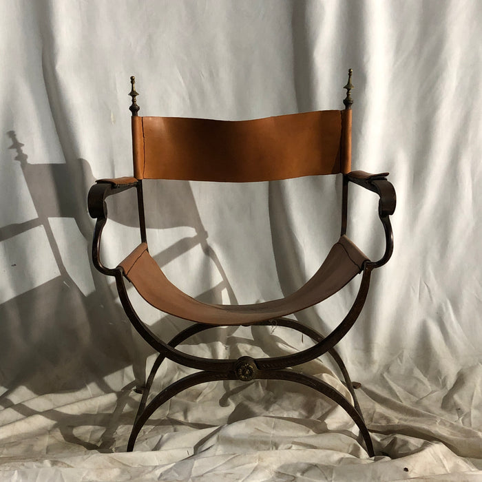 Folding Chair with Leather Seat and Back