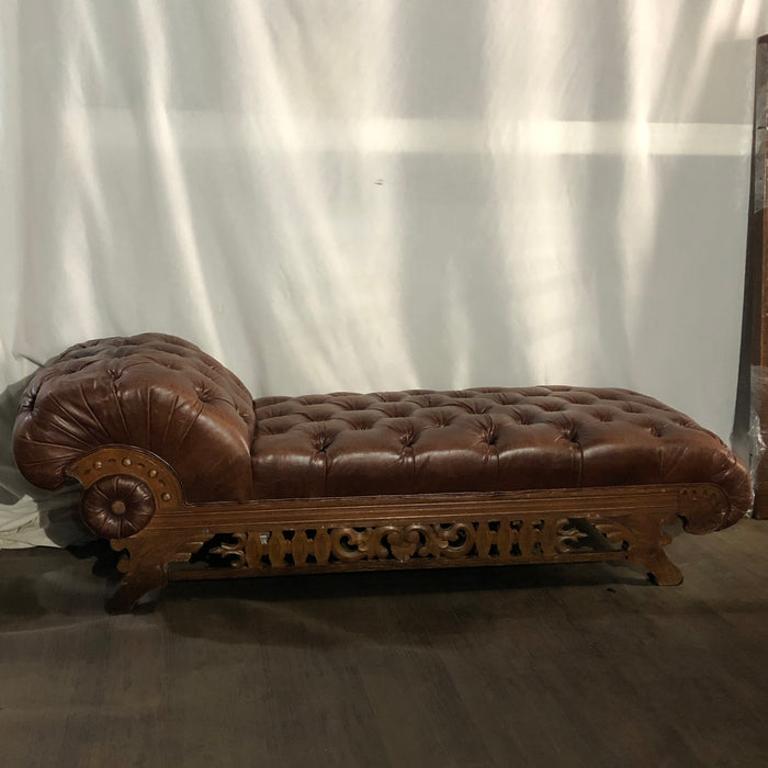 Brown Leather Chaise Lounge Chair