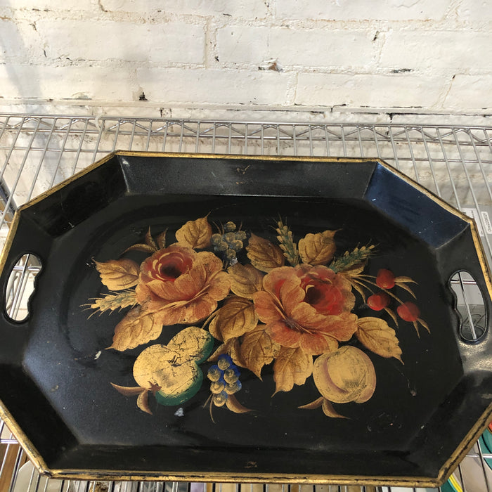 Metal Floral Serving Tray