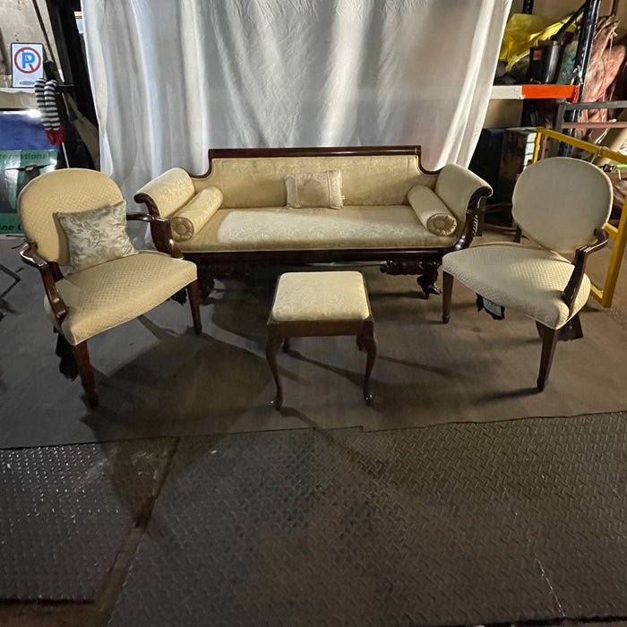 Pale yellow vintage couch set