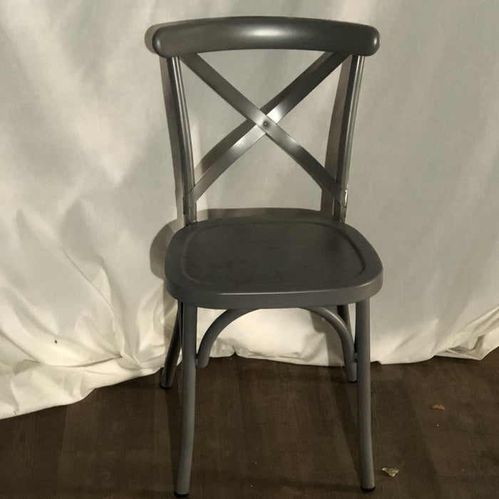 Silver Gray Aluminum Crossback Chair