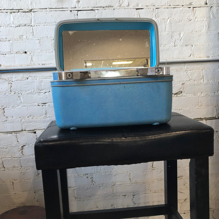 Small Light Blue Samsonite Vinyl Carry Suitcase