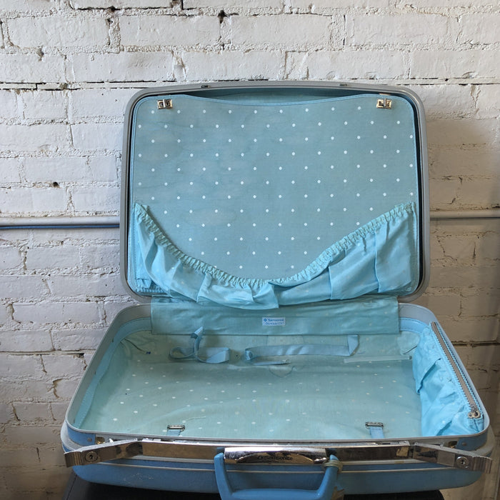Small Light Blue Samsonite Vinyl Suitcase