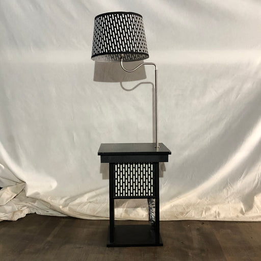 Square Side Table Lamp with Black and White Shade