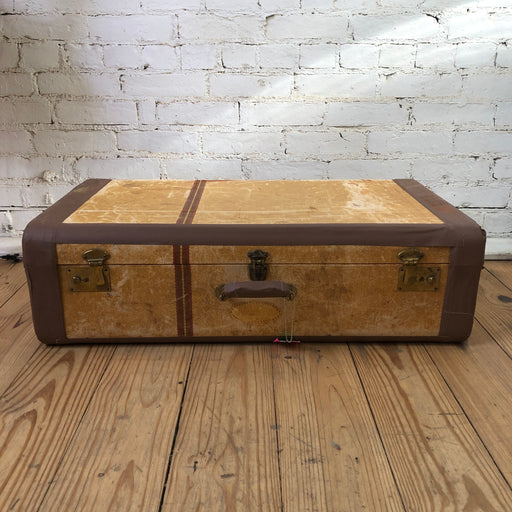 Tan Suitcase with Brown Trim