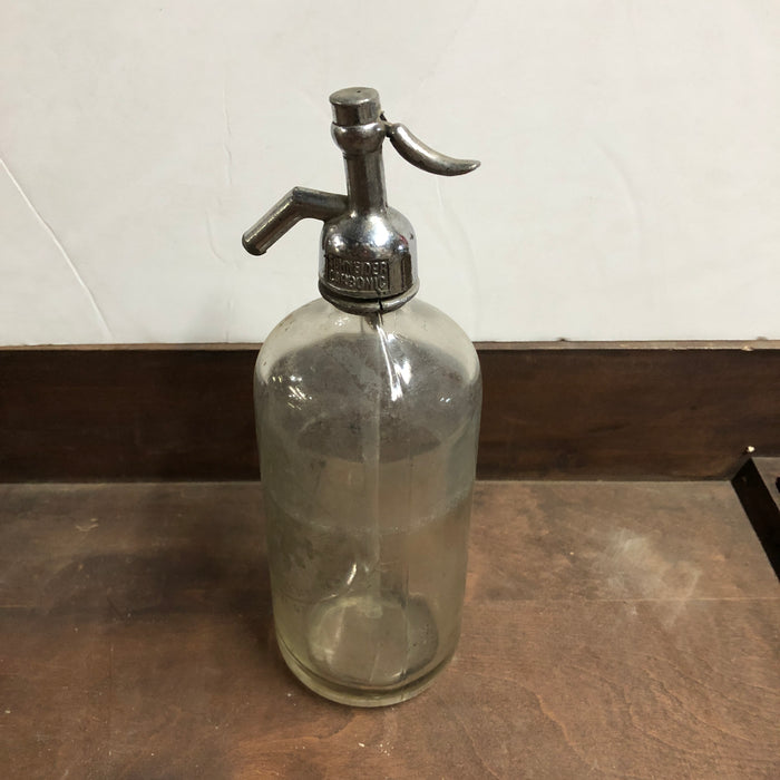 Vintage Glass Seltzer Bottle with Spray Top