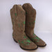 Womens Brown Green Cowboy Boots