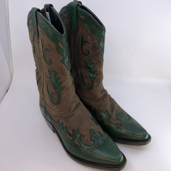 Womens Green & Brown Cowboy Boots