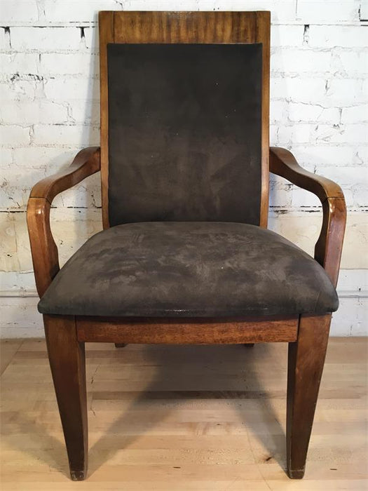 Wood Suede Arm Chair