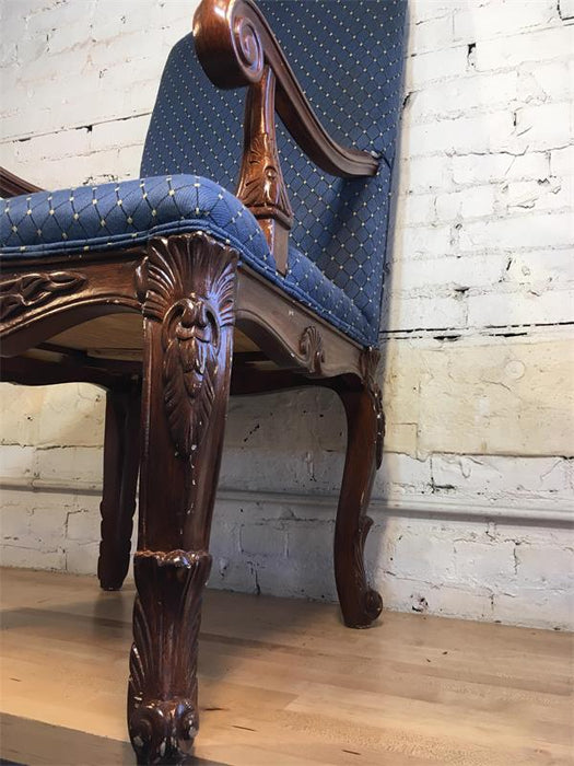 Blue Queen Anne Arm Chair