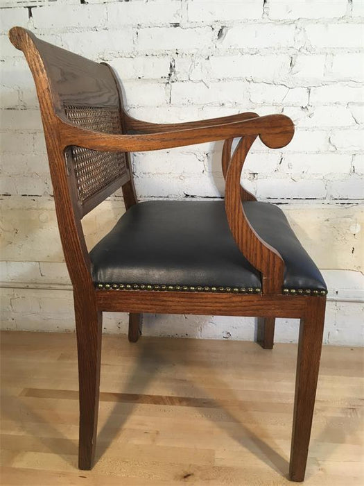 Wood Wicker Back Arm Chair - Black Seat Pad
